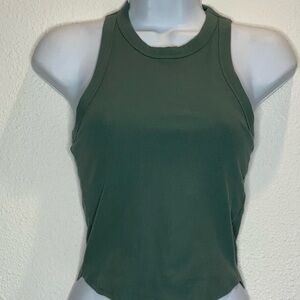 NWT Pink Victoria Secret Dark Green High Neck Ribbed Tank top XS Racerback